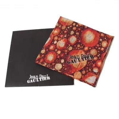 【SALE】ジャンポールゴルチエJean Paul GAULTIER プラネットプリントハンカチ 赤茶