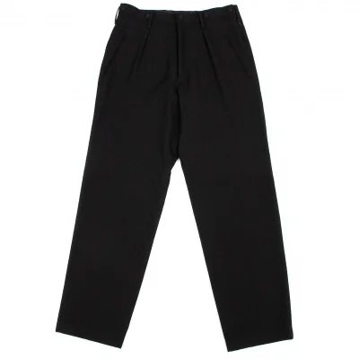 ヨウジヤマモトプールオムYohji Yamamoto POUR HOMME オールドギャバサイドファスナーテーパードパンツ 黒