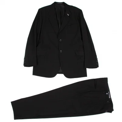 ヨウジヤマモトプールオムYohji Yamamoto POUR HOMME オールドギャバジップデザインセットアップスーツ 黒