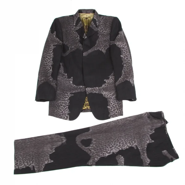 ジャンポールゴルチエ オム Jean Paul GAULTIER HOMME ヒョウ柄織りウールコットンセットアップスーツ