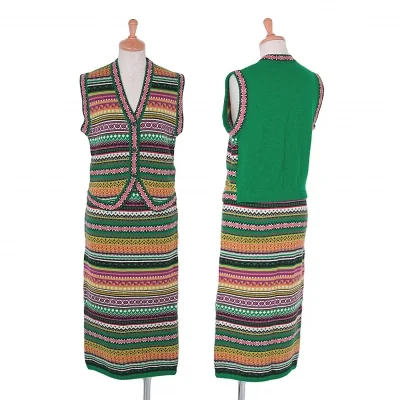 ケンゾーKENZO ネイティブ柄ニットセットアップ Ｍ 緑マルチ