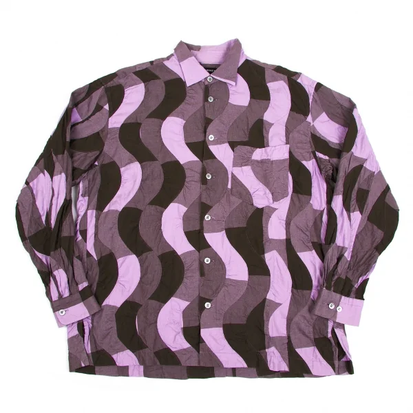 【SALE】イッセイミヤケ メンISSEY MIYAKE MEN ウェーブ切替デザインシャツ
