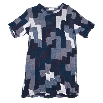 【SALE】ヨウジヤマモト プールオムYohji Yamamoto POUR HOMME コットン幾何学柄ロング丈半袖Tシャツ