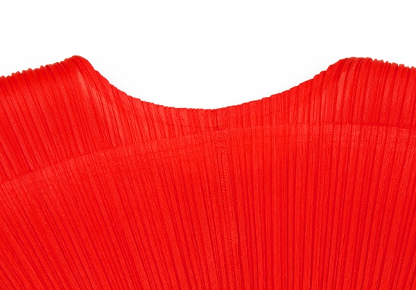 大人女性の プリーツプリーズPLEATS PLEASE 変形ポンチョ風トップス 赤F トップス