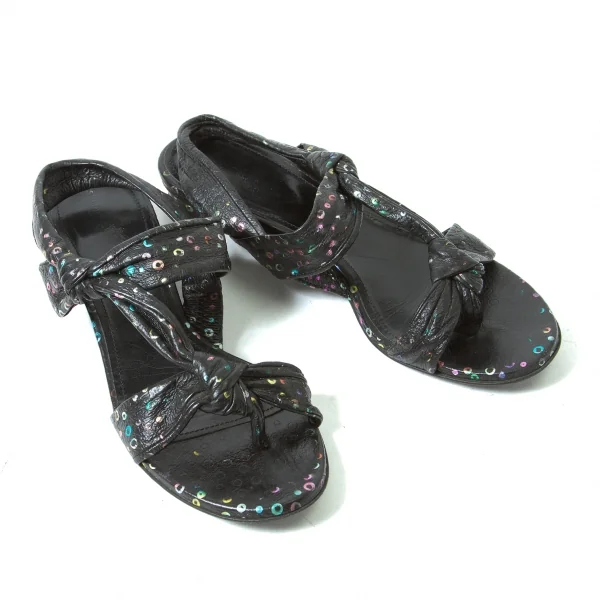 TSUMORI CHISATO Dot print leather sandals Black US 7 K-44239_001