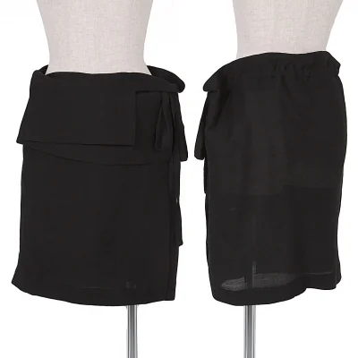 ヨウジヤマモト ファムYohji Yamamoto FEMME ウールシルクニットラップスカート 黒