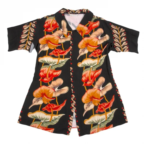【SALE】ヨウジヤマモト プールオムYohji Yamamoto POUR HOMME着物スリーブ花柄レーヨンシャツ