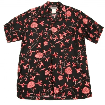 ヨウジヤマモト プールオムYohji Yamamoto POUR HOMME 花柄レーヨン半袖シャツ