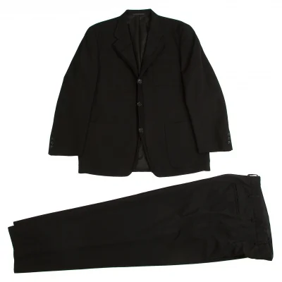 コムデギャルソン オムCOMME des GARCONS HOMME ニットパイピングウールギャバセットアップスーツ 黒