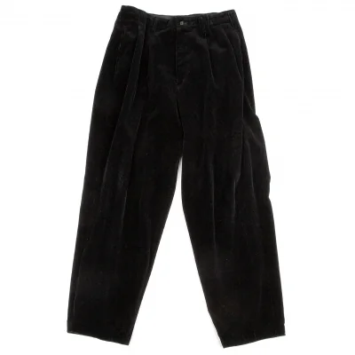ヨウジヤマモト プールオムYohji Yamamoto POUR HOMME コーデュロイツータックテーパードパンツ 黒