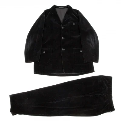 ヨウジヤマモト プールオムYohji Yamamoto POUR HOMME コーデュロイフラップポケットセットアップスーツ 黒