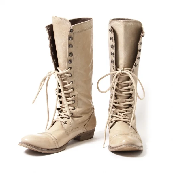 (SALE) Y's Leather Long Boots Beige 5(US About  7) K-44759_001