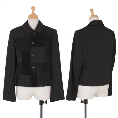 【SALE】ローブドシャンブル コムデギャルソンrobe de chambre COMME des GARCONS薔薇装飾パッチワークウールジャケット 黒