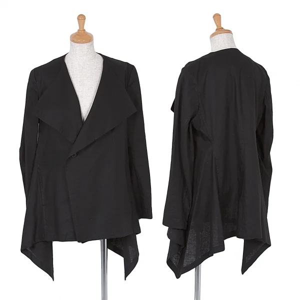 【SALE】ワイズY's コットンリネンサイドドレープノーカラージャケット