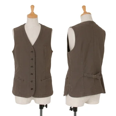 【SALE】マドモアゼルノンノンMademoiselle NON NON ストレッチコットンパイピングジレ 淡茶