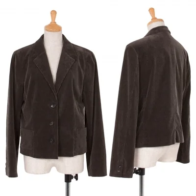 【SALE】マドモアゼルノンノンMademoiselle NON NON コーデュロイ3Bノッチドラペルジャケット 濃モカ