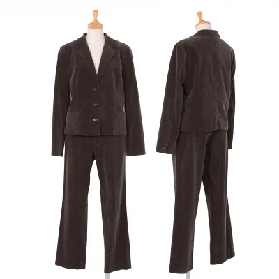 マドモアゼルノンノンMademoiselle NON NON コーデュロイセットアップスーツ 濃モカ
