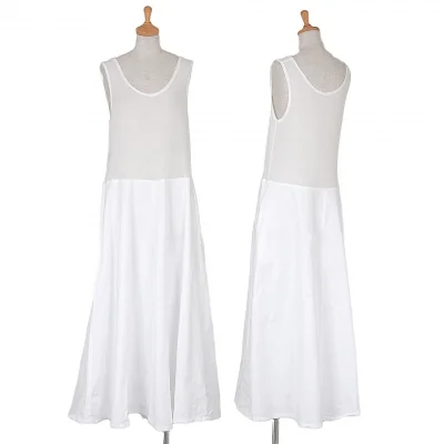 【SALE】ヨウジヤマモト ファムYohji Yamamoto FEMME ナイロン切替コットンノースリーブワンピース