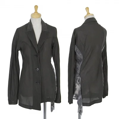 ヨウジヤマモト ファムYohji Yamamoto FEMME レース切替ジャケット グレー