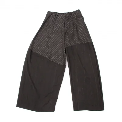 【SALE】ヨウジヤマモト ファムYohji Yamamoto FEMME ラメストライプ切替パンツ グレーシルバーラメ