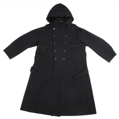 【SALE】ヨウジヤマモト プールオムYohji Yamamoto POUR HOMME ウールギャバロングフーテッドダブルコート