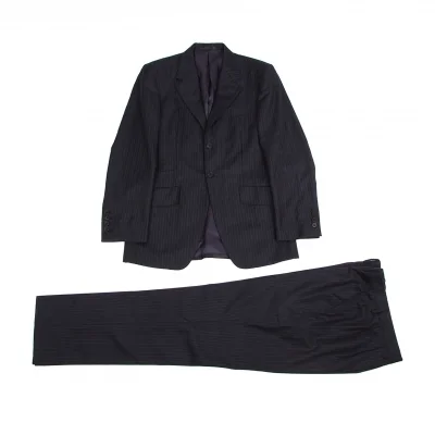 ポールスミスPaul Smith(エルメネジルドゼニア Ermenegildo Zegna 生地）ストライプウールセットアップスーツ 紺