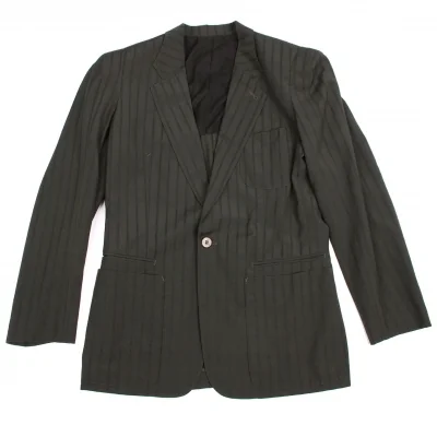 【SALE】ジャンポールゴルチエ オムJean Paul GAULTIER HOMME ウールナイロンジャガードストライプジャケット カーキ