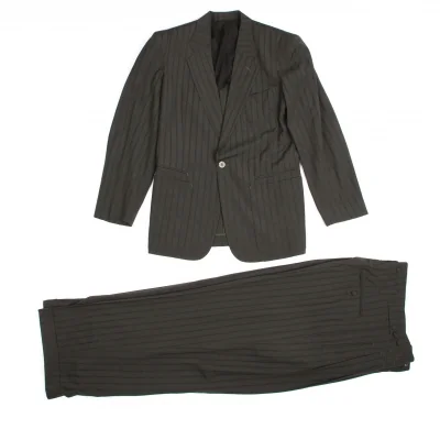 ジャンポールゴルチエ オムJean Paul GAULTIER HOMME ジャガードストライプセットアップスーツ 48 /50 カーキ