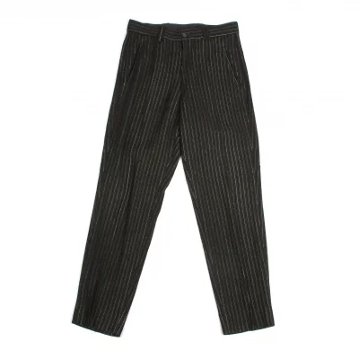 ジャンポールゴルチエ オムJean Paul GAULTIER HOMME リブストライプパンツ チャコール黒