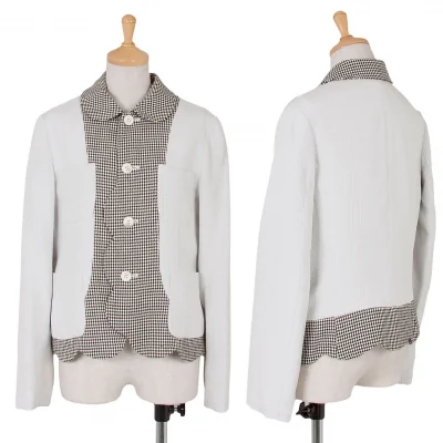 【SALE】コムコム コムデギャルソンCOMME des GARCONS 千鳥格子リバースデザインジャケット 白黒オフ