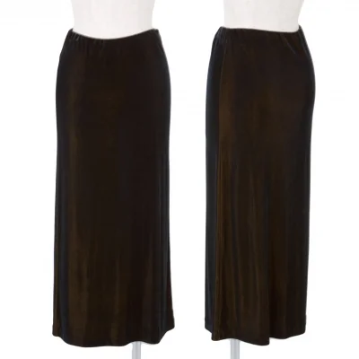 【SALE】ダナキャランDKNY ベロアスカート 黒カラシ色