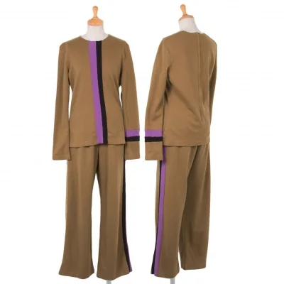 コムデギャルソン×ペギーモフィットCOMME des GARCONS×Peggy offitt ライン切替縮絨セットアップ モカ黒紫