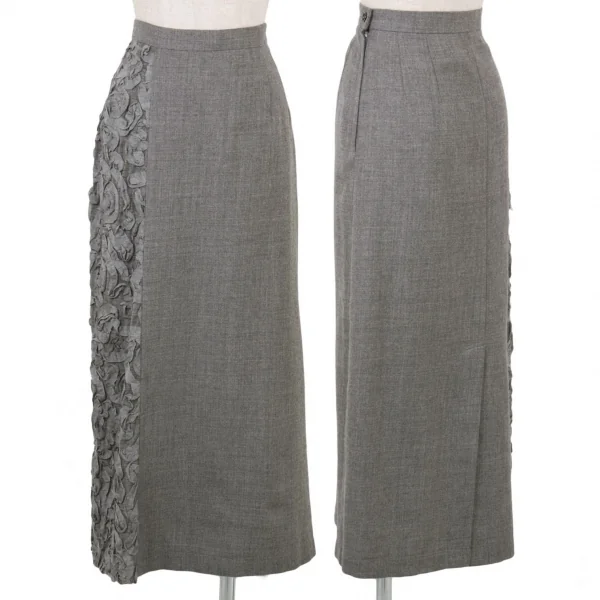 (SALE) tricot COMME des GARCONS Wool Design Skirt Grey M K-46629_001