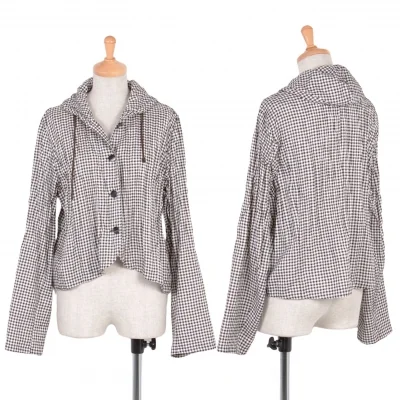 【SALE】センソユニコt.b SENSOUNICO ギンガムチェックシワ加工ジャケット 白茶
