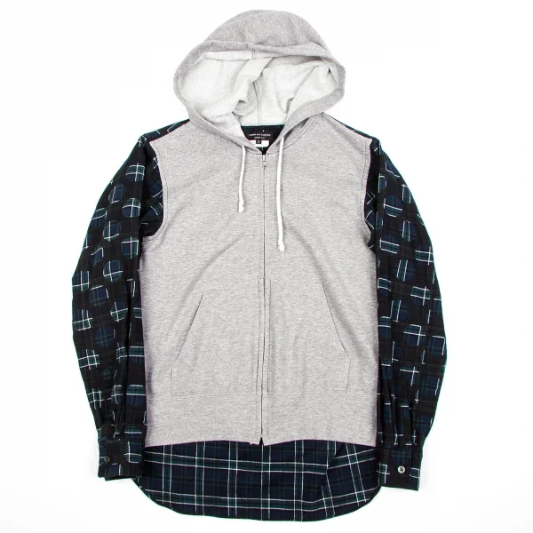 【SALE】コムデギャルソン オムプリュスCOMME des GARCONS HOMME PLUS 水玉チェックシャツドッキングパーカー グレー他