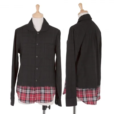 ブラック コムデギャルソンBLACK COMME des GARCONS 丸衿製品染めチェックシャツ