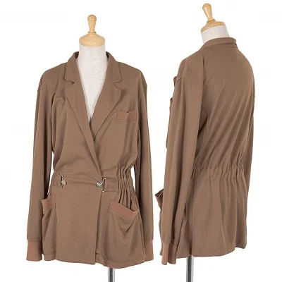 ジュニアゴルチエJUNIOR GAULTIER レーヨンポリシャーリングベルトジャケット 赤茶