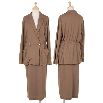 ジュニアゴルチエJUNIOR GAULTIER レーヨンポリシャーリングベルトセットアップスーツ 赤茶