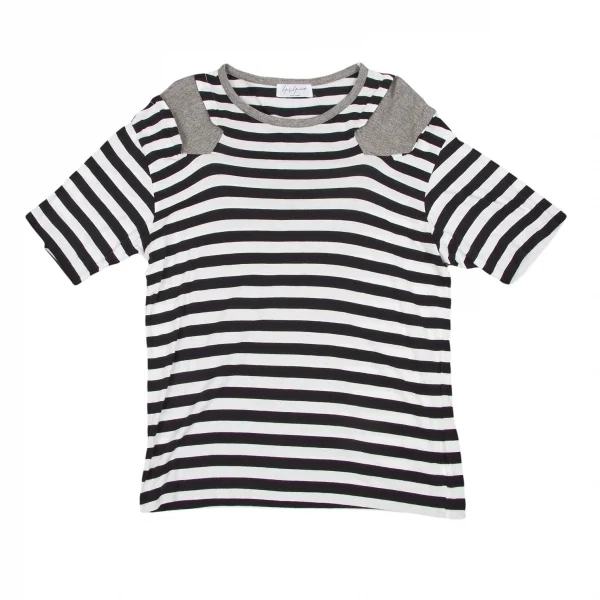 ヨウジヤマモト プールオムYohji Yamamoto POUR HOMME ショルダーパッチボーダーTシャツ