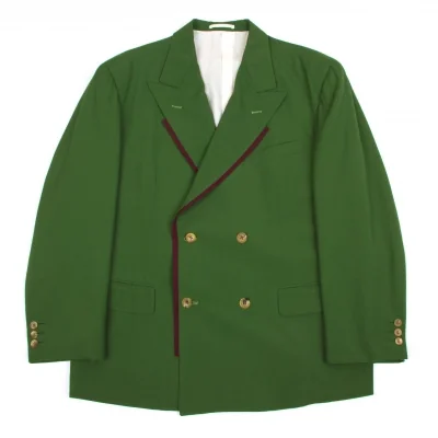 コムデギャルソン オムプリュスCOMME des GARCONS HOMME PLUS 前立てデザイン4Bウールダブルジャケット 緑