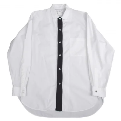 ヨウジヤマモト プールオムYohji Yamamoto POUR HOMME前立てネイビーコットンロングシャツ