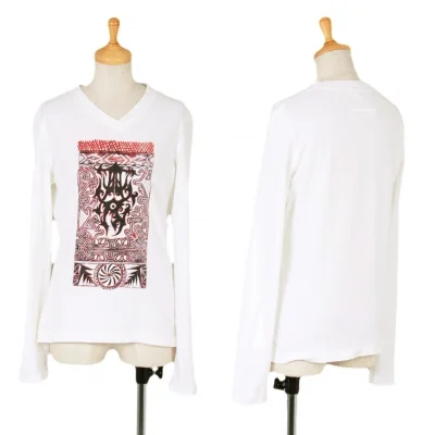 【SALE】ジャンポールゴルチエ ファムJean Paul GAULTIER FEMME トライバルプリントプリント長袖Tシャツ 白黒赤
