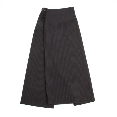 ジャンポールゴルチエ クラシックJean Paul GAULTIER CLASSIQUE ストライプアシンメトリーラップパンツ 黒茶