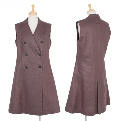 ジャンポールゴルチエ クラシックJean Paul GAULTIER CLASSIQUE リネンノースリーブロングジャケット あずき