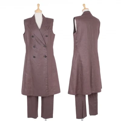 ジャンポールゴルチエ クラシックJean Paul GAULTIER CLASSIQUE リネンノースリーブロングセットアップスーツ あずき