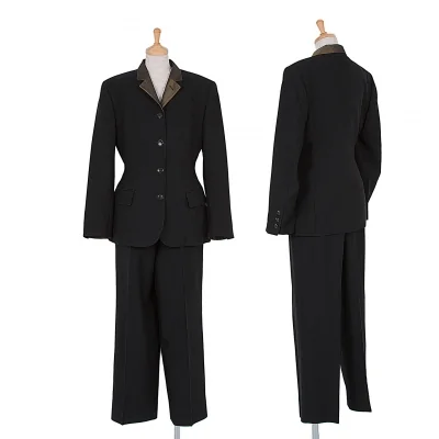 【SALE】ジャンポールゴルチエファムJean Paul GAULTIER FEMME ウールストライプセットアップスーツ 黒