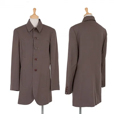 【最終値下げ】ジャンポールゴルチエ ファムJean Paul GAULTIER FEMME ウールギャバポケットデザインステンカラージャケット モカ