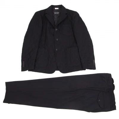 コムデギャルソンオムドゥCOMME des GARCONS HOMME DEUX 中綿キルトストライプジャケットセットアップスーツ 濃紺