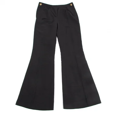 ジャンポールゴルチエ クラシックJean Paul GAULTIER CLASSIQUE リネンナイロン金ボタンフレアパンツ チャコール