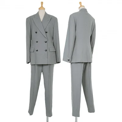 【SALE】ジャンポールゴルチエファムJean Paul GAULTIER FEMME ウールピークドラペルダブルセットアップスーツ グレー